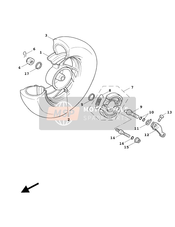 Yamaha XC125A CYGNUS 2000 Ruota posteriore per un 2000 Yamaha XC125A CYGNUS